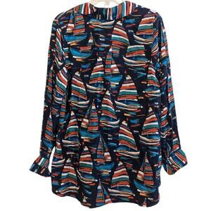 Women's Soft Surroundings Sail Away Boat‎ Print Shirt Size M